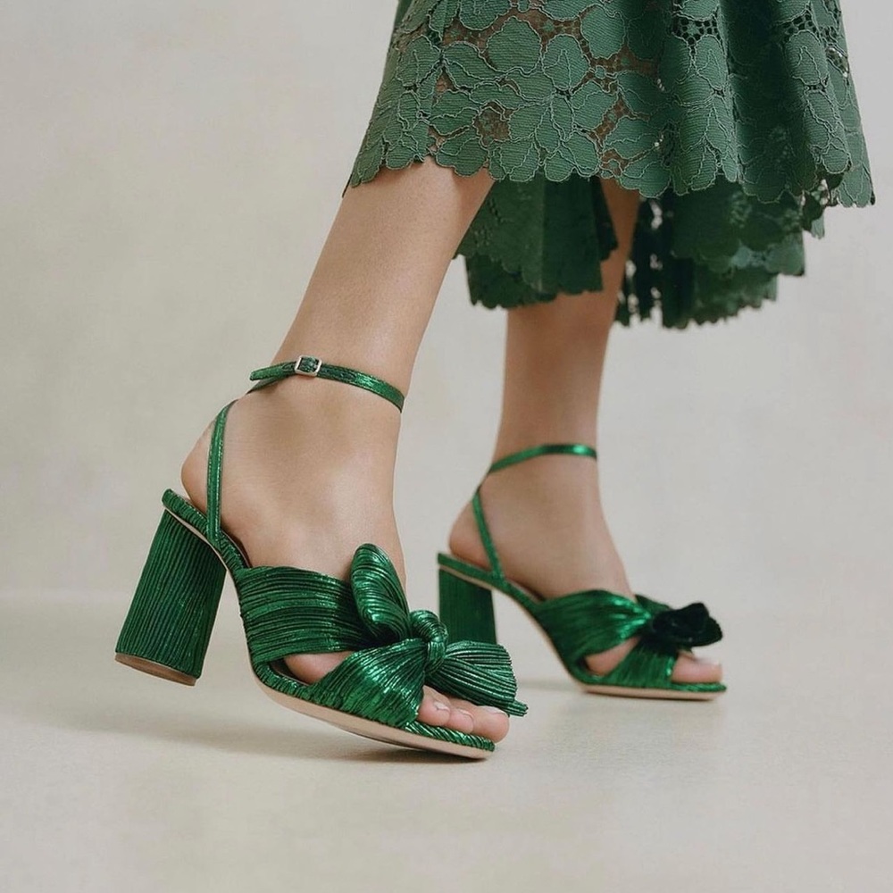 NIB Loeffler Randall Camellia Sandals in Emerald Green Size 10